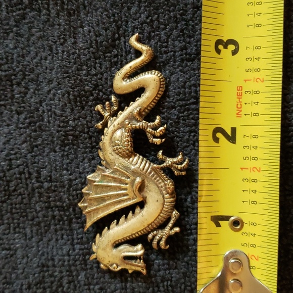 🌟 Host Pick ⭐ Vintage Dragon Brooch Brass 3" x 1-1/4" Pin clasp. EUC - Picture 7 of 8